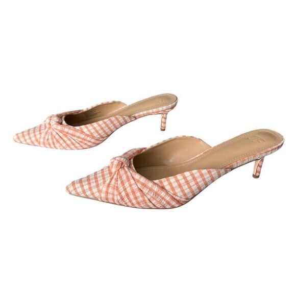 JustFab Freya Woven Peach Kitten Heel Mule Pump Size 10M New, Elegant & Chic - Picture 2 of 10